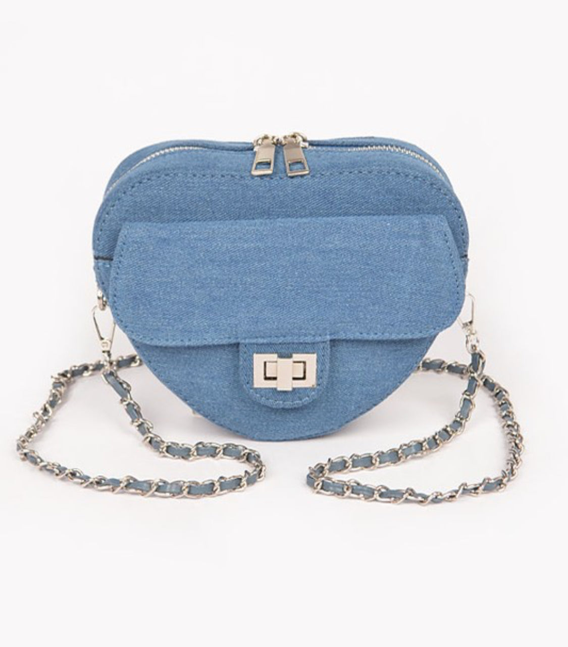 Heart Shape Denim Crossbody Bag