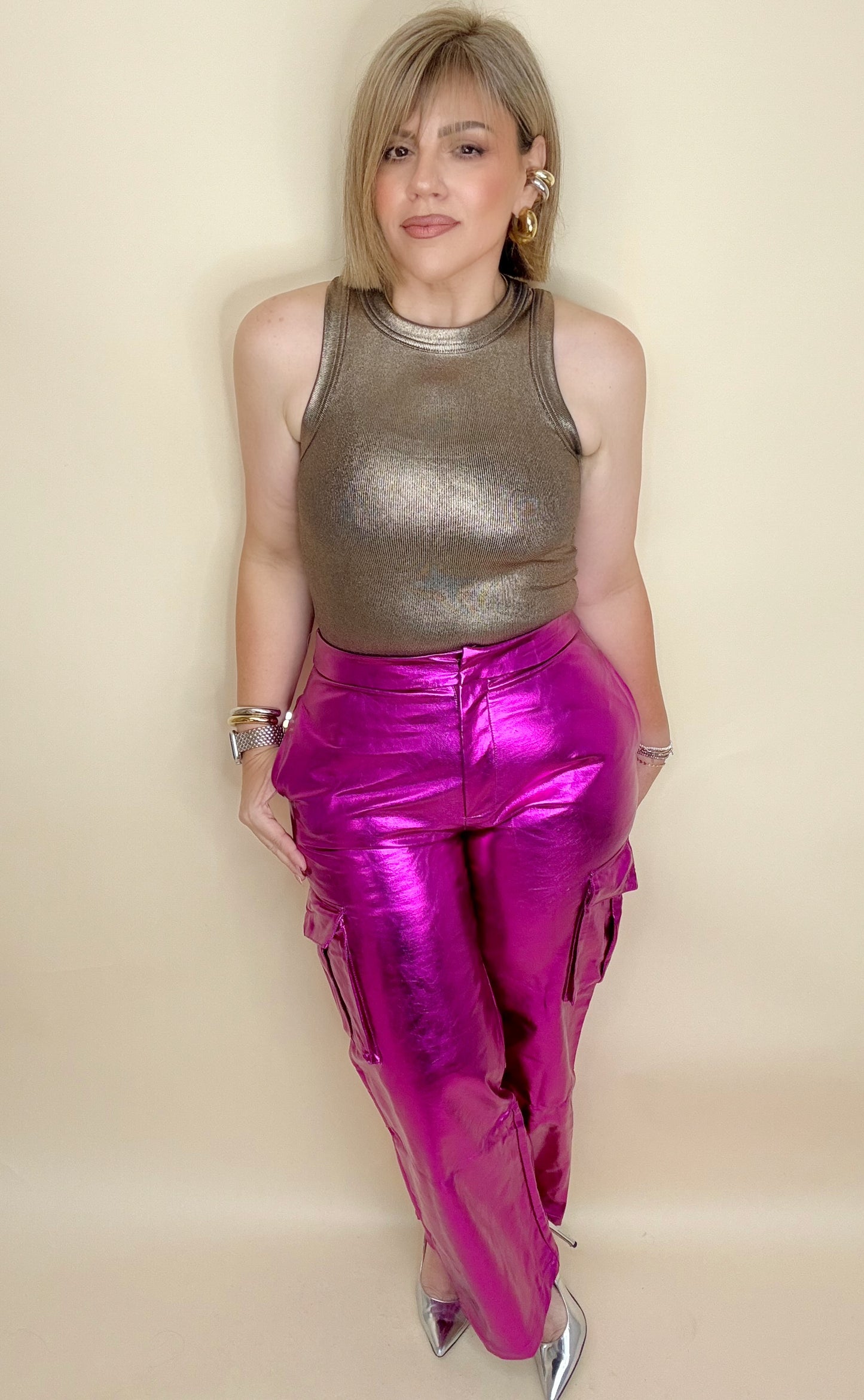 Ariana Metallic Cargo Pants