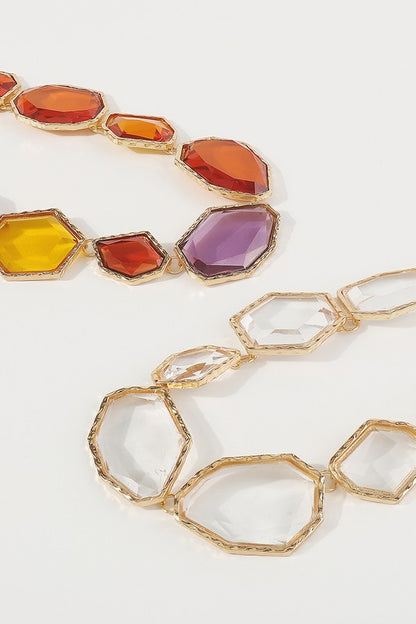 Geometric Clear Multicolor Resin Necklace