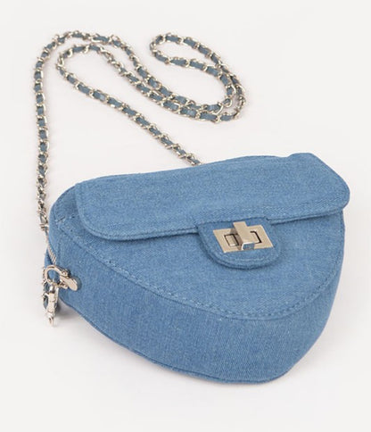 Heart Shape Denim Crossbody Bag