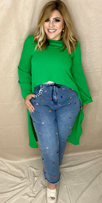 Embellished High Waisted Jeans