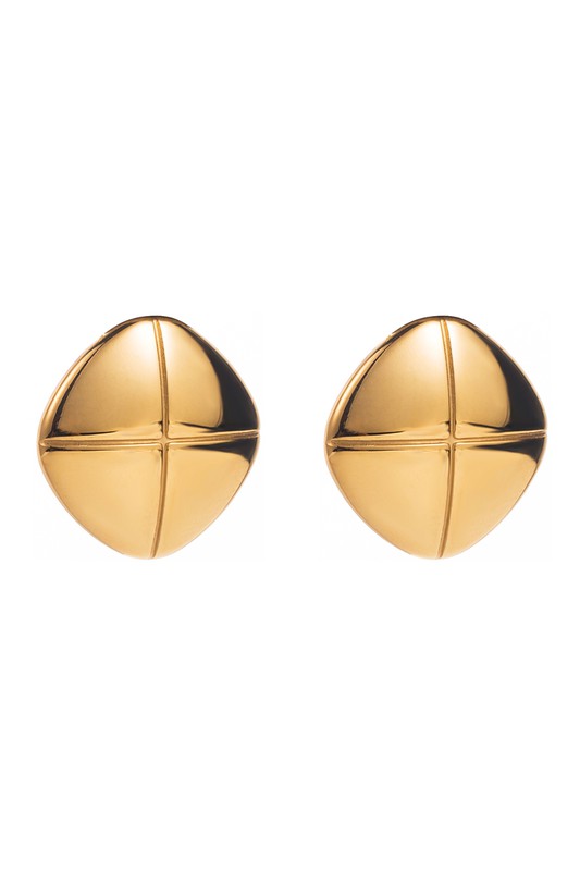 Stainless Steel Gold &amp; Silver Bean Stud Earrings