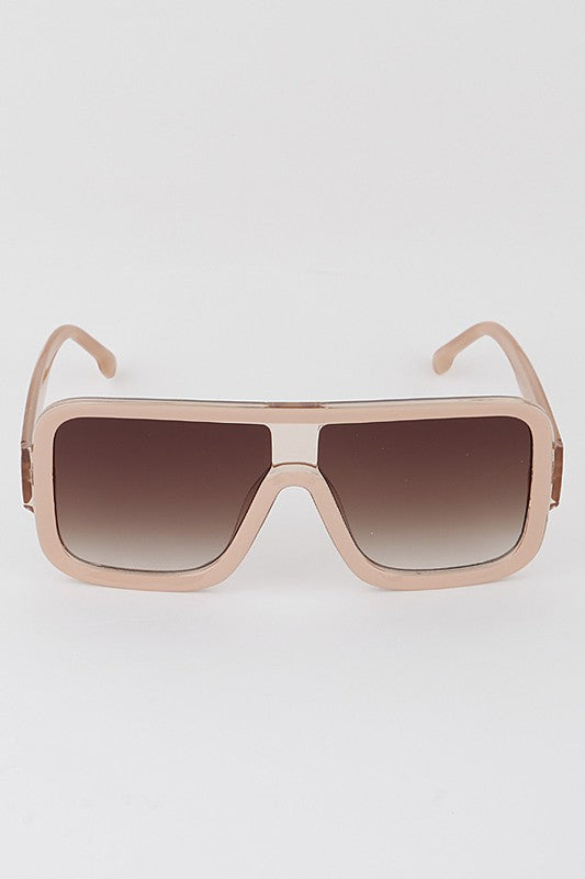 Oversized Block Frame Shield Sunglasses