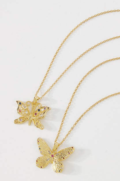 18K Gold Plated Hollow Butterfly Pendant Necklace