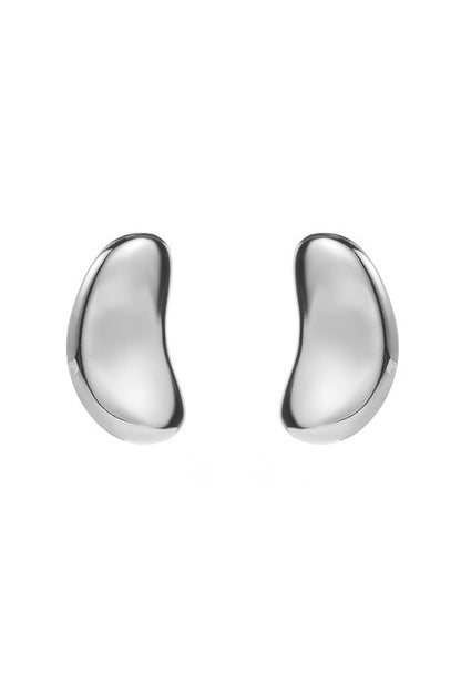 Stainless Steel Gold &amp; Silver Bean Stud Earrings