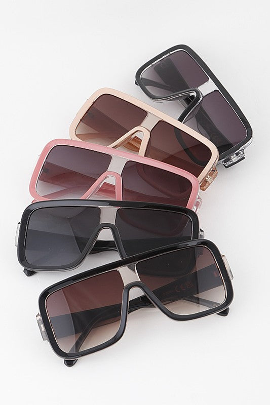 Oversized Block Frame Shield Sunglasses