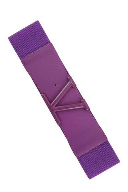 Elastic Belt with V Buckle Beige